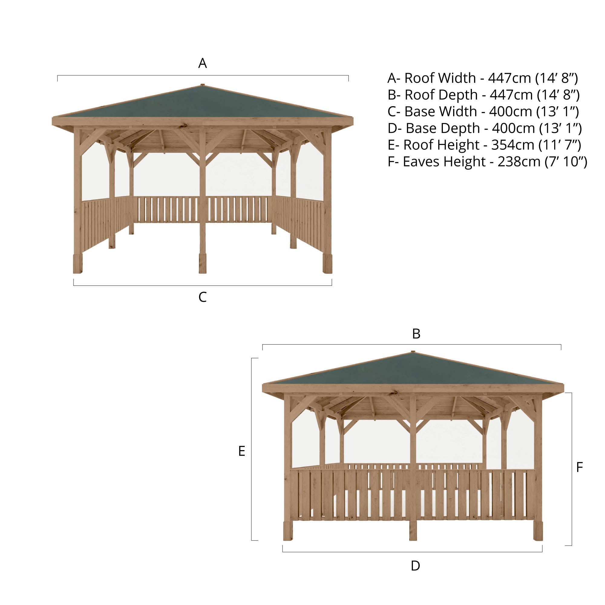 Mercia Thorpe 4m x 4m Gazebo with Vertical Rails (4m x 4m) (SI-012-002-0017 - EAN 5029442020082)