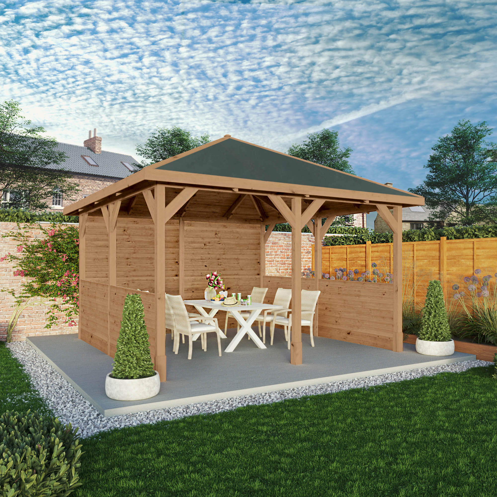 Mercia Hawton Gazebo with Panels (4m x 4m) (SI-012-002-0018 - EAN 5029442020099)