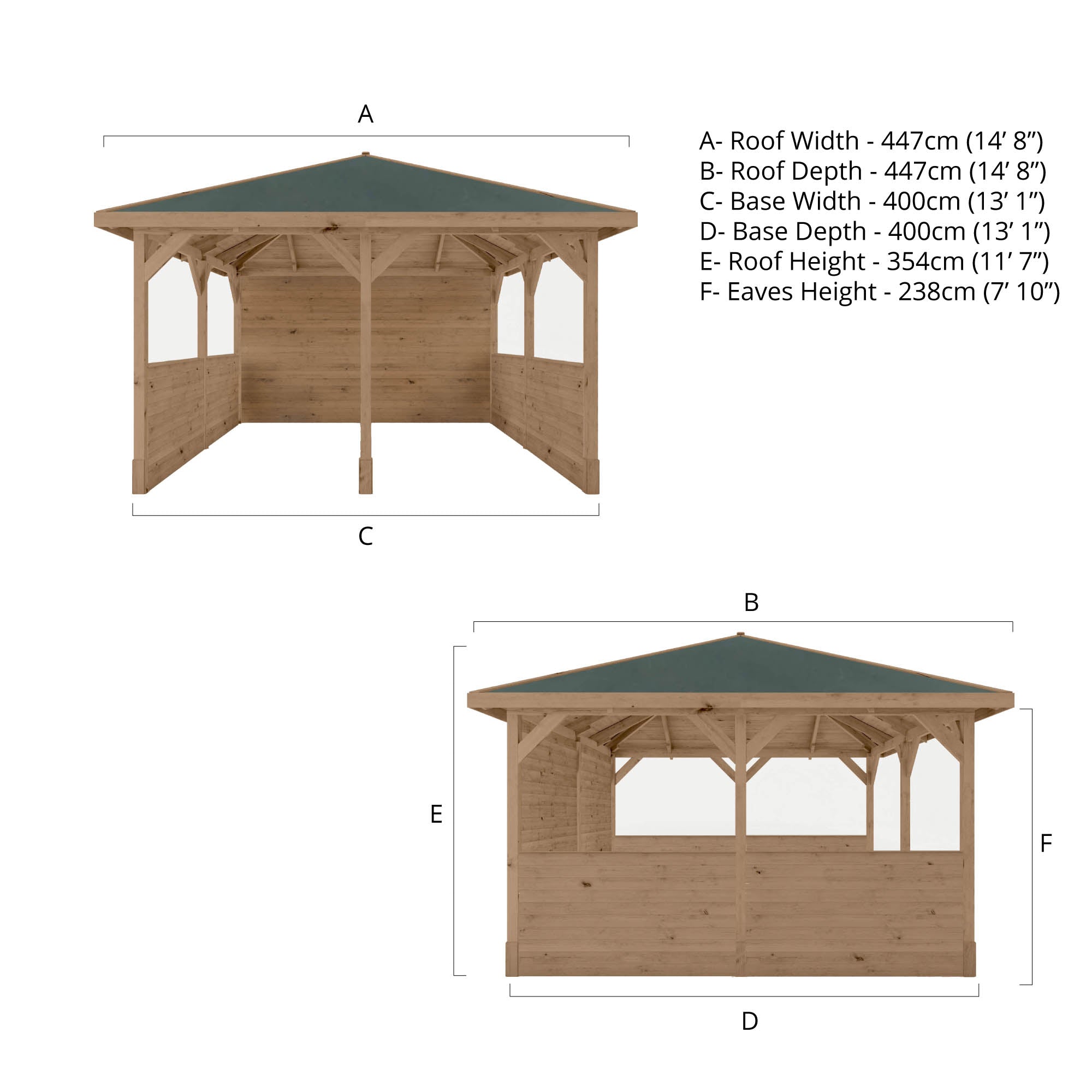 Mercia Hawton Gazebo with Panels (4m x 4m) (SI-012-002-0018 - EAN 5029442020099)