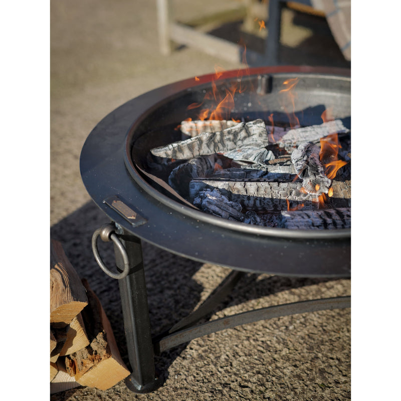 Firepits UK Saturn with Swing Arm BBQ Rack 80cm Fire Pit Collection (up to 10 people) SAT80SWA