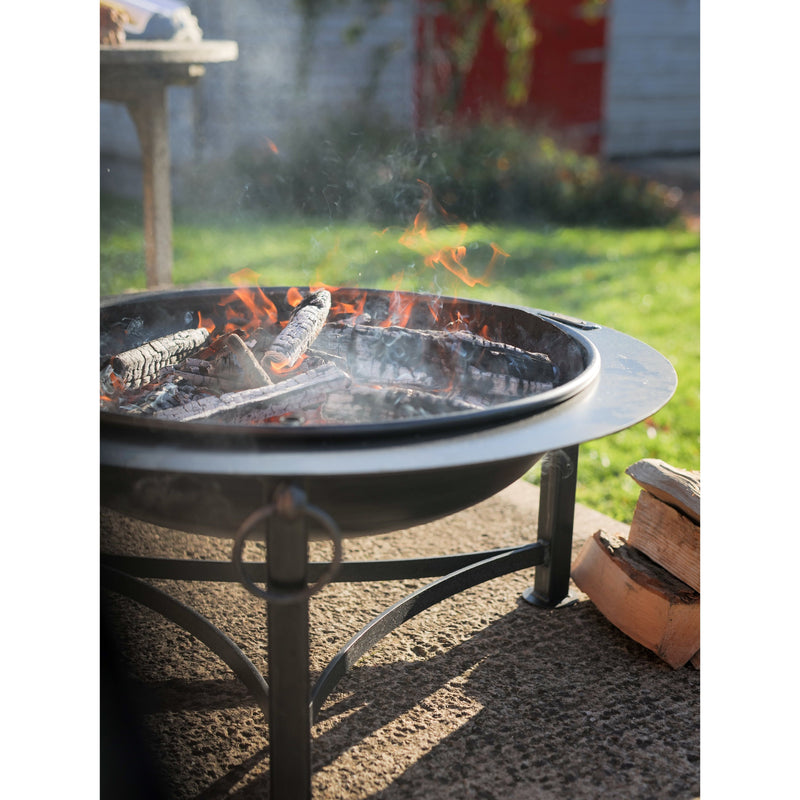 Firepits UK Saturn with Swing Arm BBQ Rack 90cm Fire Pit Collection (up to 12 people) SAT90SWA