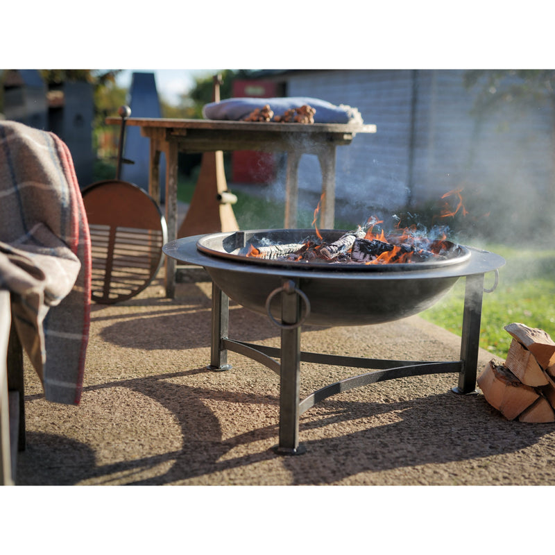 Firepits UK Saturn with Swing Arm BBQ Rack 90cm Fire Pit Collection (up to 12 people) SAT90SWA