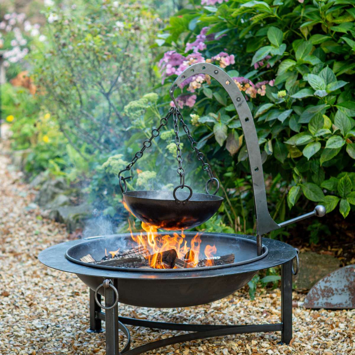 Firepits UK Saturn with Swing Arm BBQ Rack Fire Pit Collection