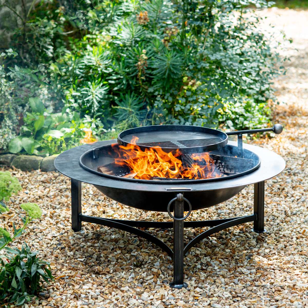 Firepits UK Saturn with Swing Arm BBQ Rack Fire Pit Collection