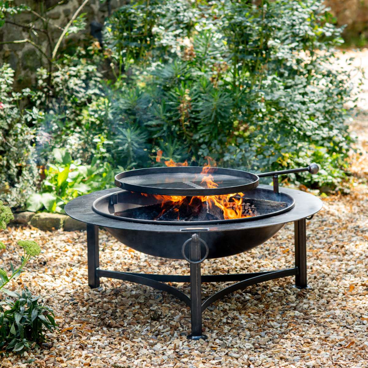 Firepits UK Saturn with Swing Arm BBQ Rack Fire Pit Collection