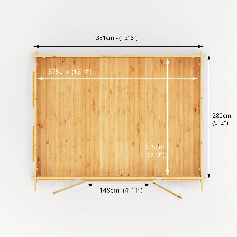 Mercia 34mm Studio Pent Log Cabin (13x10) (4m x 3m) (SI-006-003-0087 EAN 5029442014692)