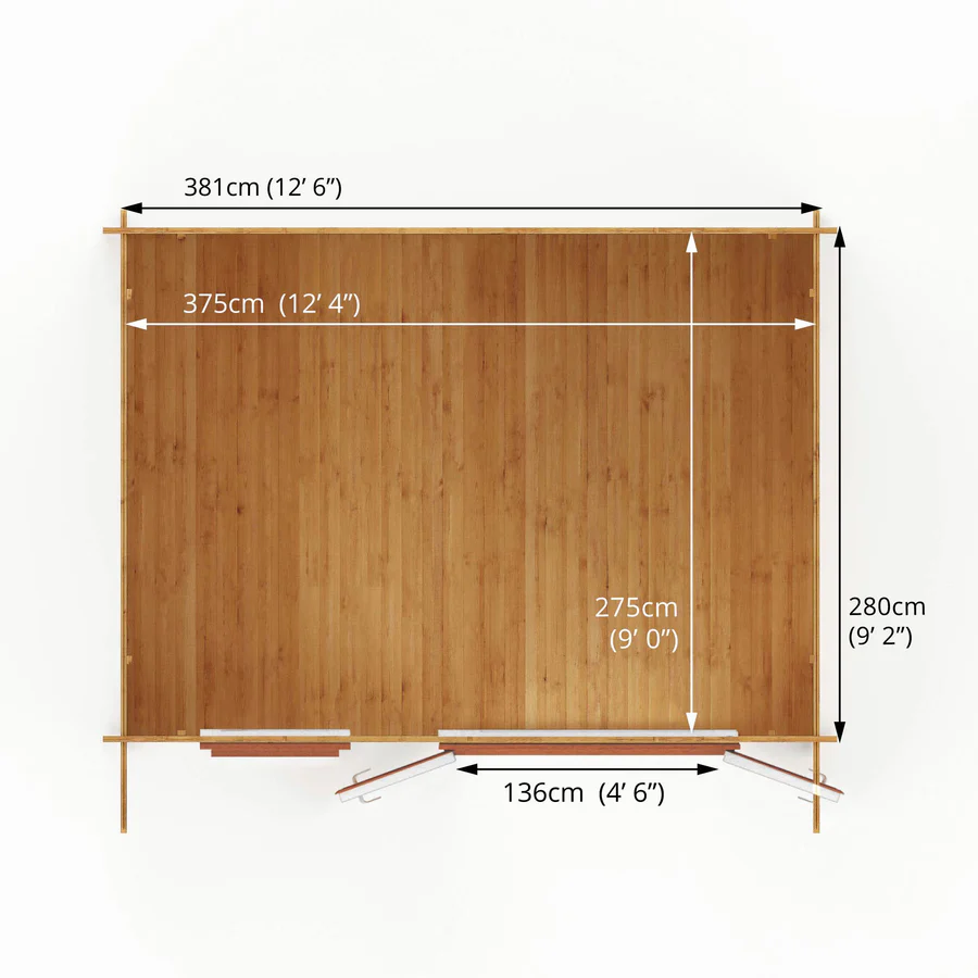 Mercia 44mm Retreat Log Cabin (13x10) (4m x 3m) (SI-006-042-0019 EAN 5029442019086)