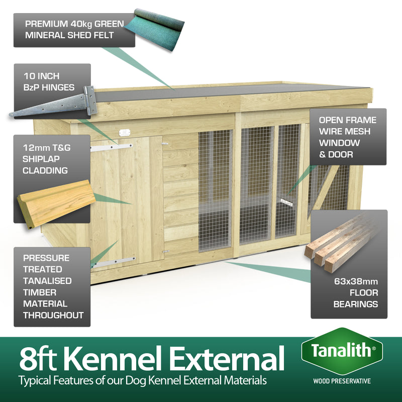 Total Sheds (8x4) Pressure Treated Dog Kennel and Run