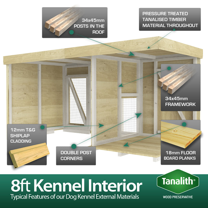 Total Sheds (8x4) Pressure Treated Dog Kennel and Run