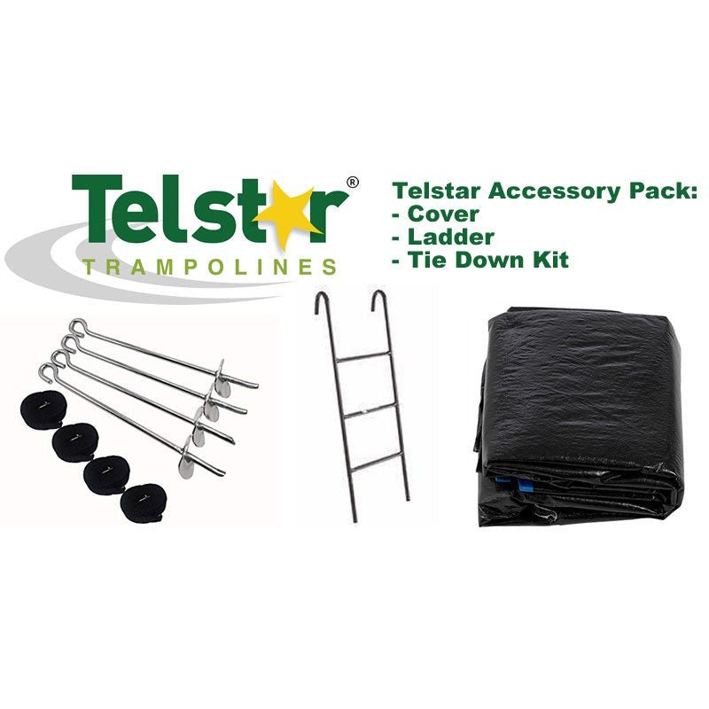 Telstar Trampolines Cover, Ladder, and Tie Down Kit Pack