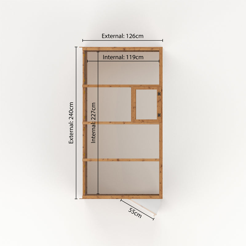 Mercia Traditional Lean-to Wooden Greenhouse (8x4) (SI-004-001-0027 - EAN 5029442091167)