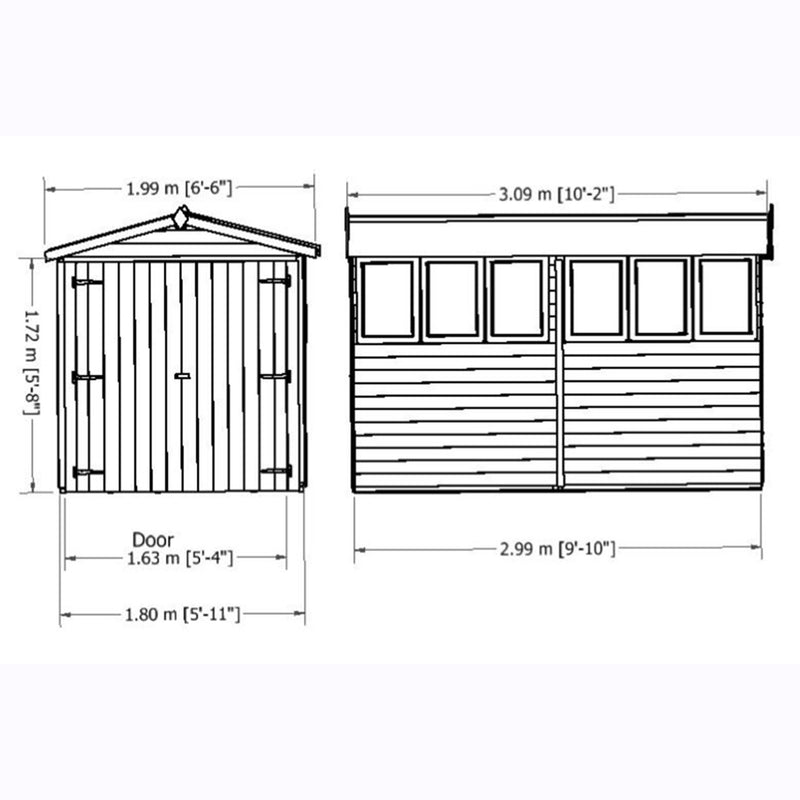 Shire Dip Treated Overlap Shed Double Door (10x6) OVED1006DOL-1AA 5060437981643 - Outside Store
