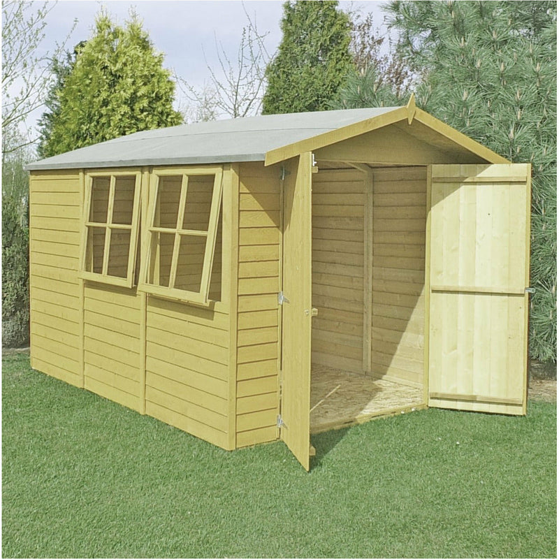 Shire Pressure Treated Overlap Shed Double Door (10x7) OVED1007POL-1AA 5060490130187 - Outside Store