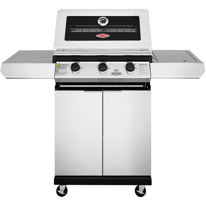 BeefEater 1200E 3 Burner BBQ & Side Burner Trolley (BMG1231BBE 5060569418192)