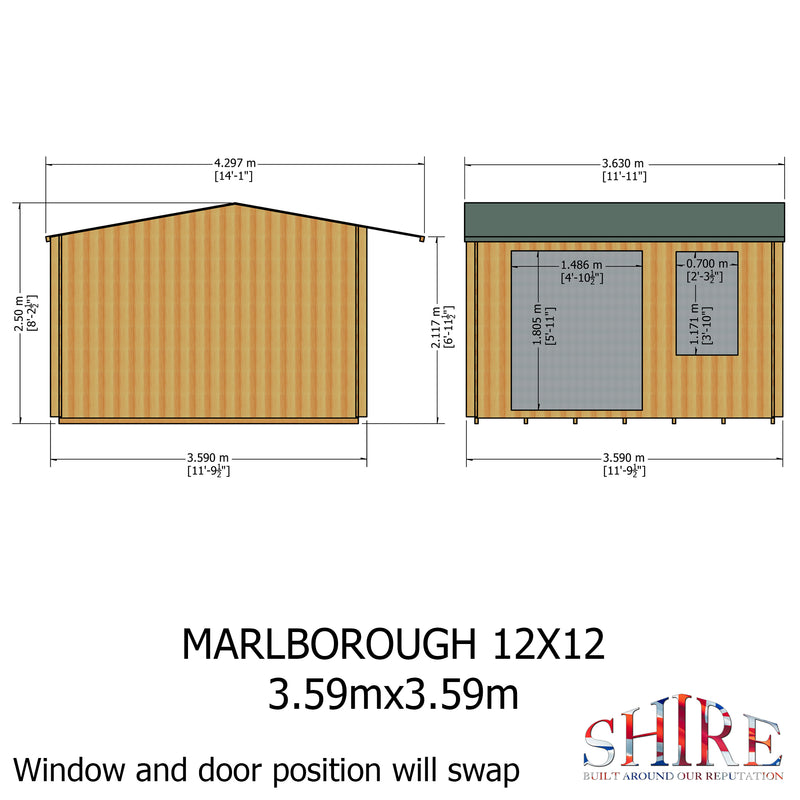 Shire Marlborough 28mm Log Cabin (12x12) MARL1212L28-1AA - Outside Store