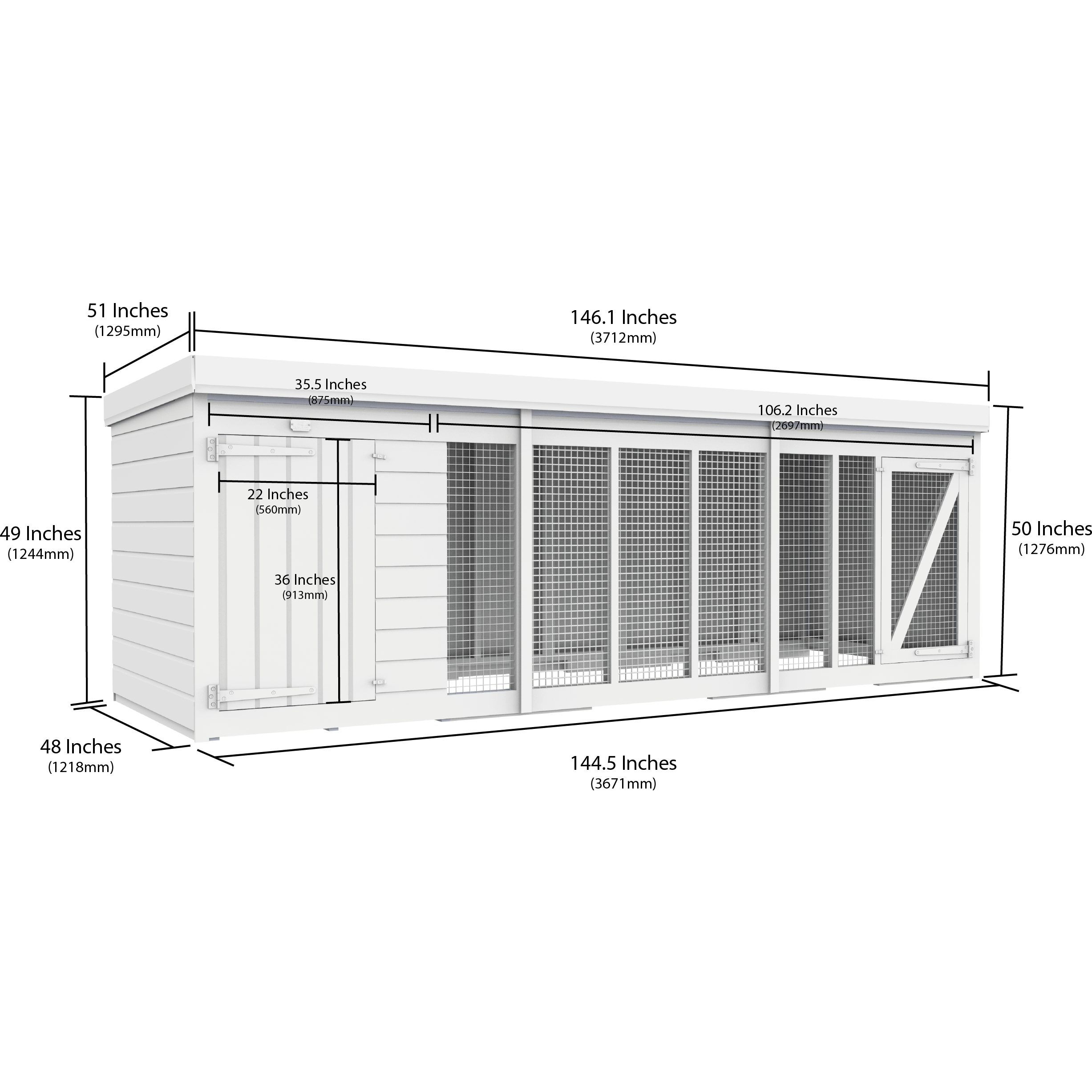 Total Sheds (12x4) Pressure Treated Dog Kennel and Run