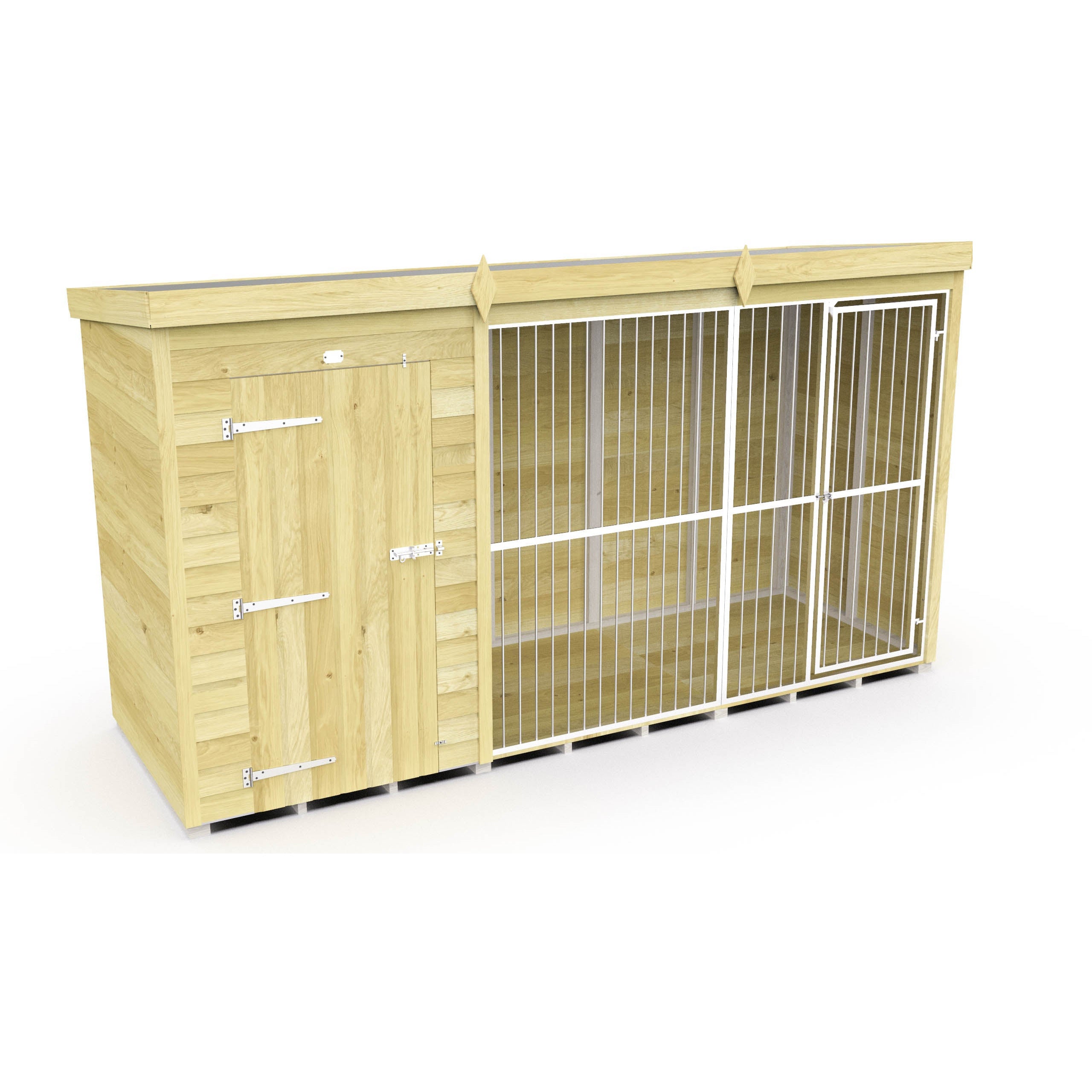 Total Sheds (12x4) Dog Kennel And Run (Full Height With Bars)