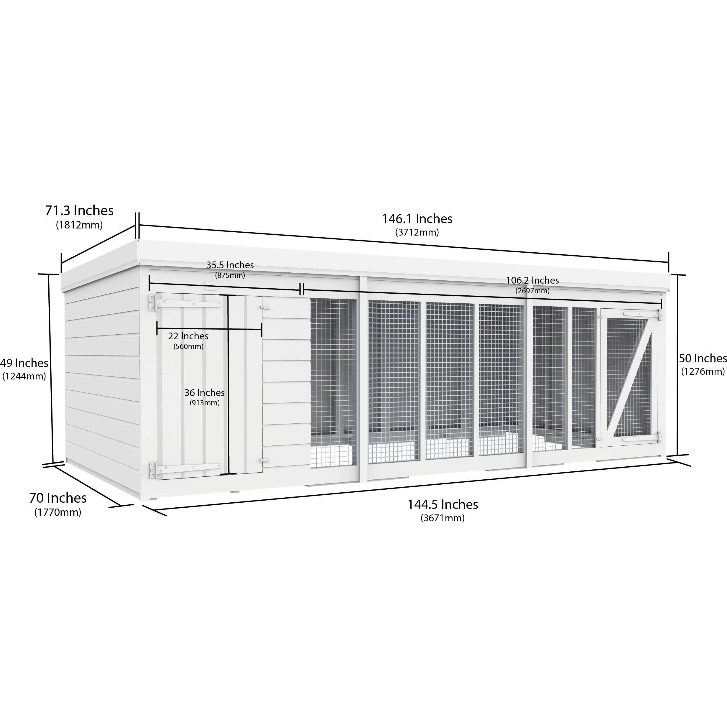 Total Sheds (12x6) Pressure Treated Dog Kennel and Run