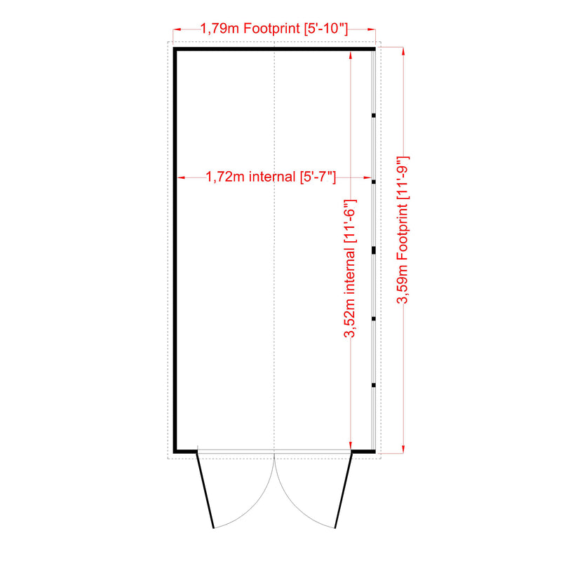 Shire Dip Treated Overlap Shed Double Door (12x6) OVEW1206DOL-1AA 5060437981667 - Outside Store