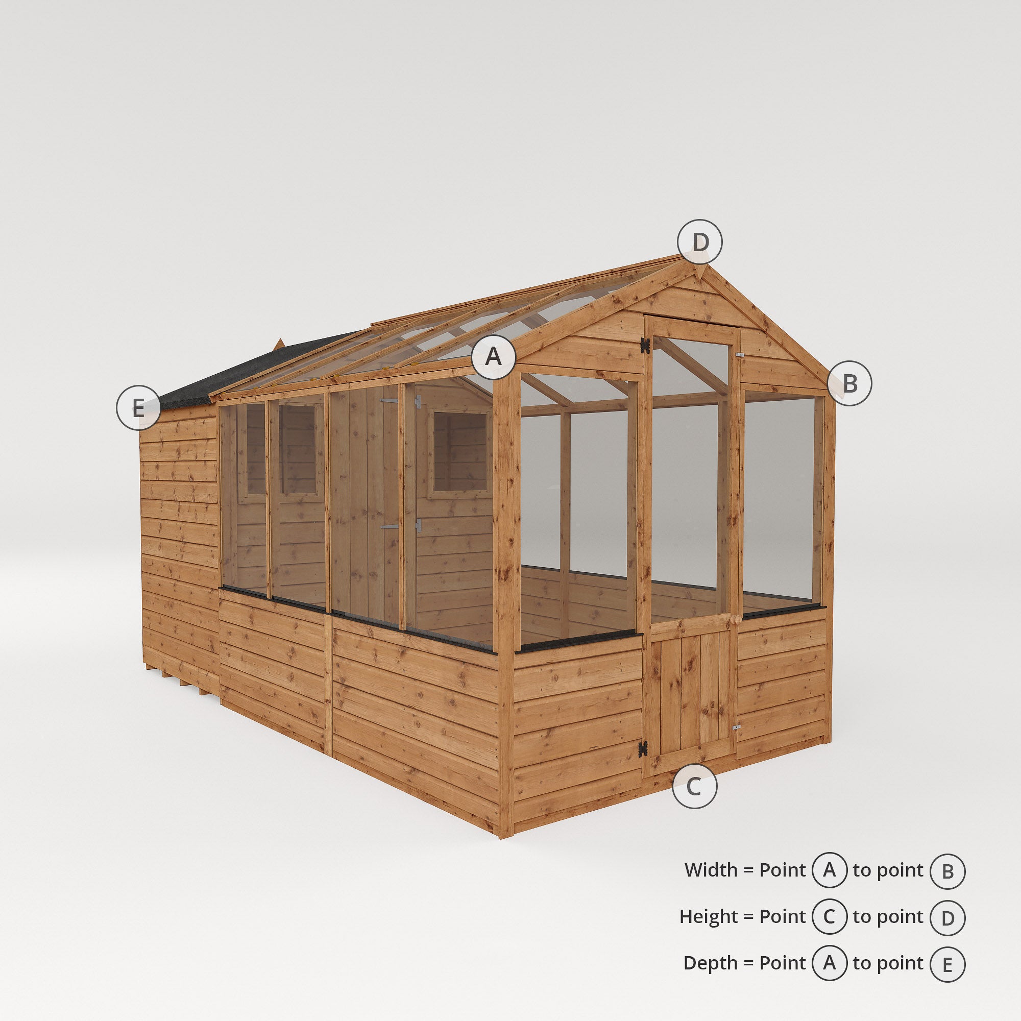 Mercia Traditional Wooden Apex Greenhouse Combi Shed (12x6) (SI-004-001-0026 - EAN 5029442091211)