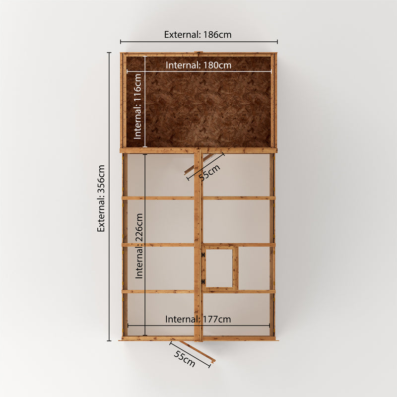 Mercia Traditional Wooden Apex Greenhouse Combi Shed (12x6) (SI-004-001-0026 - EAN 5029442091211)