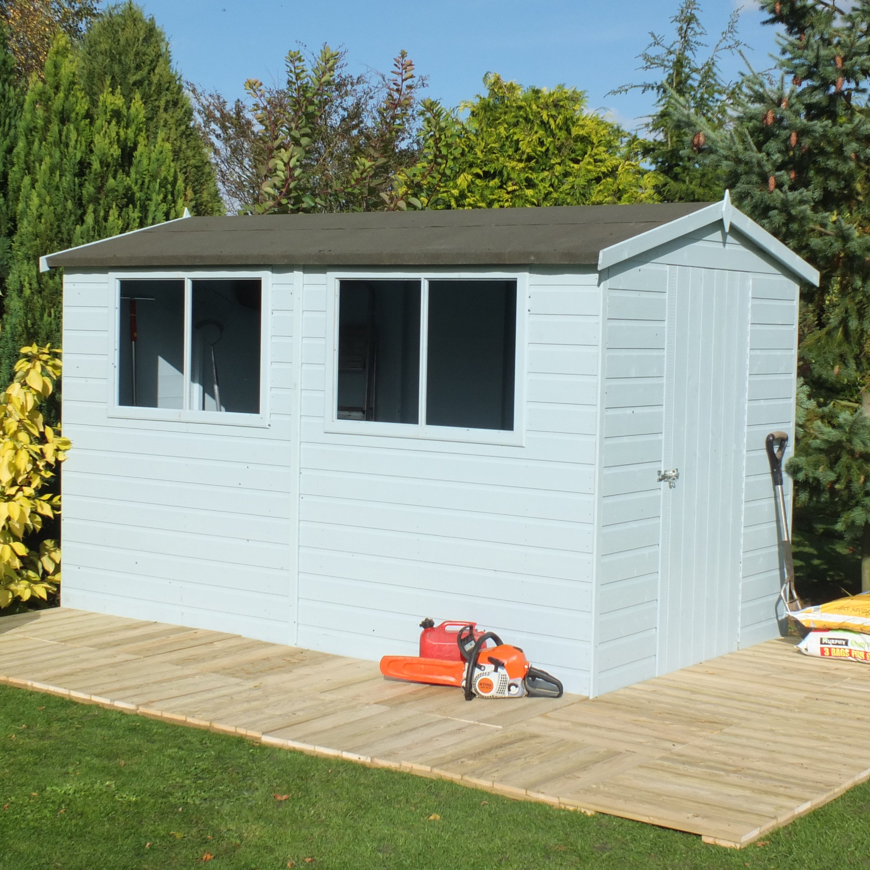 Shire Lewis Premium Shed Range Single Door (12x8) LEWI1208DSL-1AA 506049133126 - Outside Store