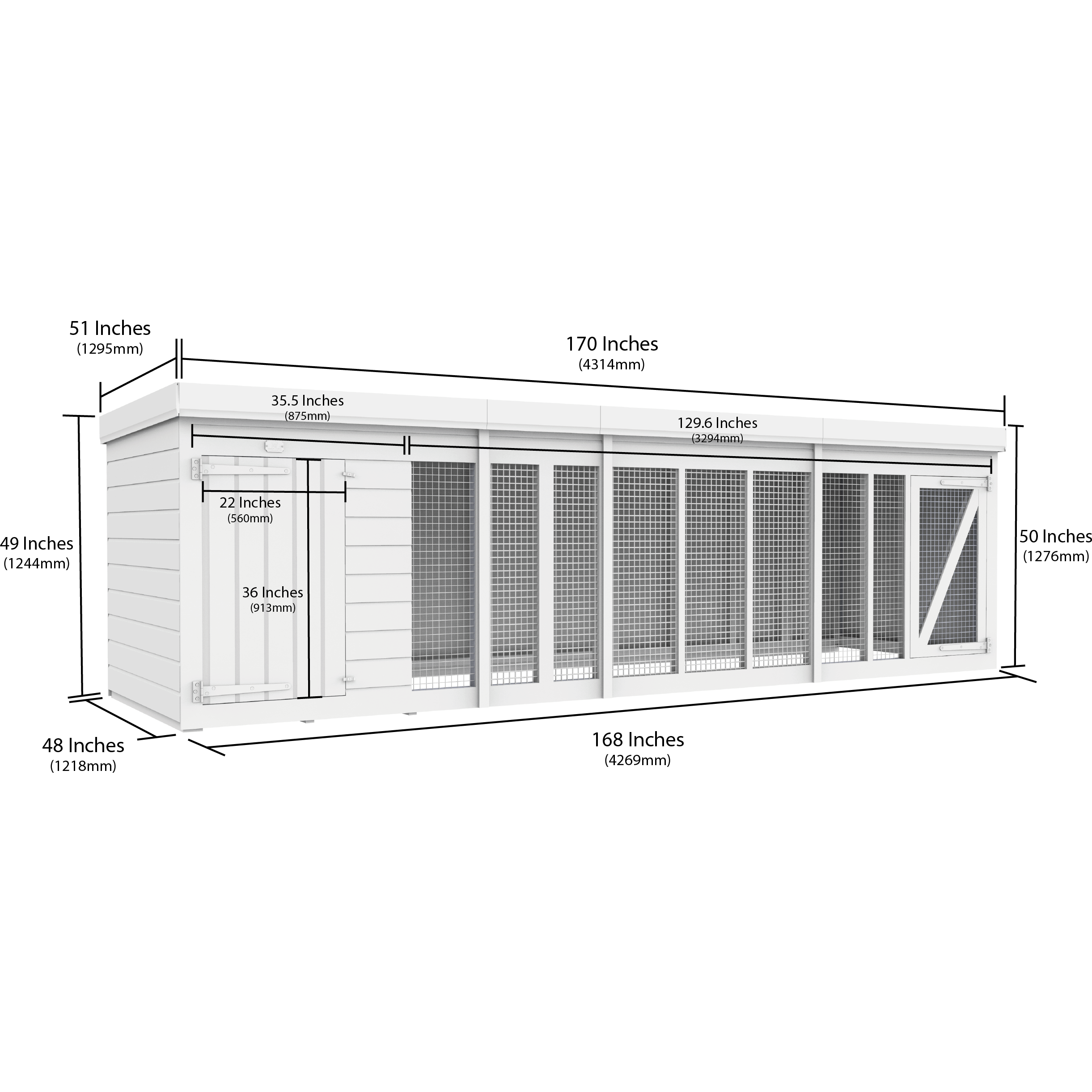 Total Sheds (14x4) Pressure Treated Dog Kennel and Run