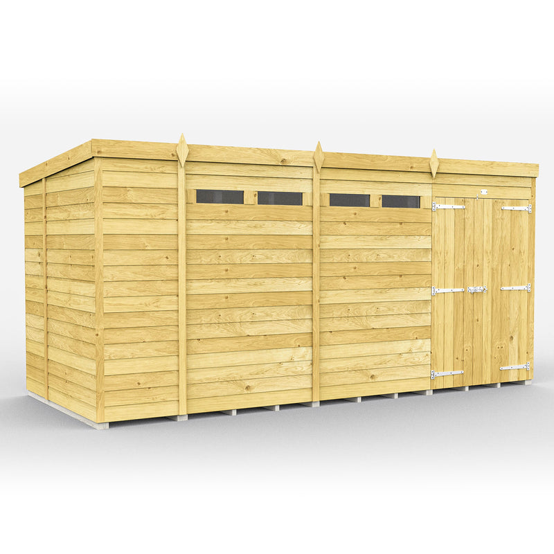 Total Sheds (14x6) Pressure Treated Pent Security Shed