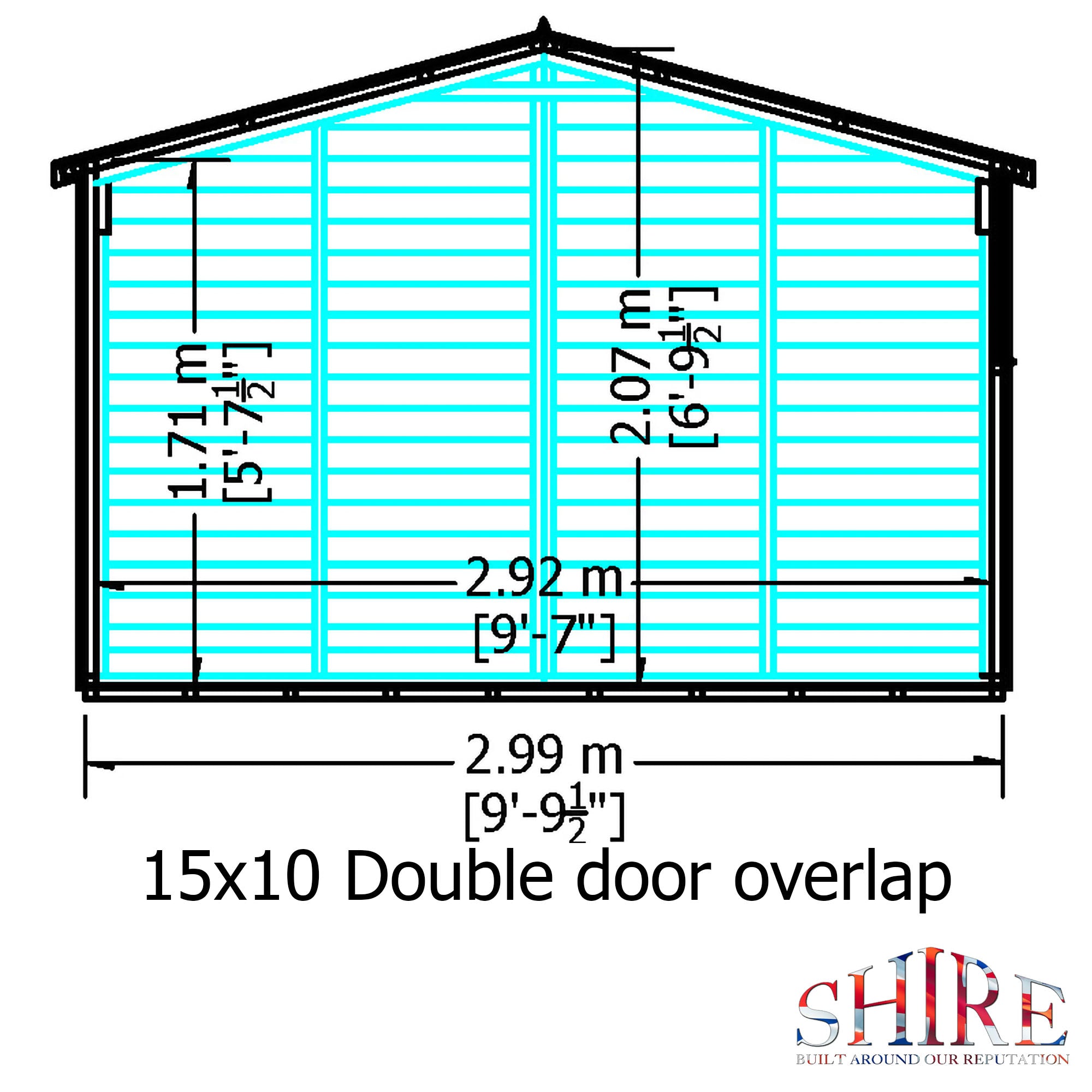 Shire Dip Treated Overlap Shed Double Door With Windows (10x15) OVED1015DOL-1AA 5060490131320 - Outside Store