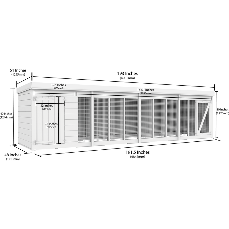 Total Sheds (16x4) Pressure Treated Dog Kennel and Run