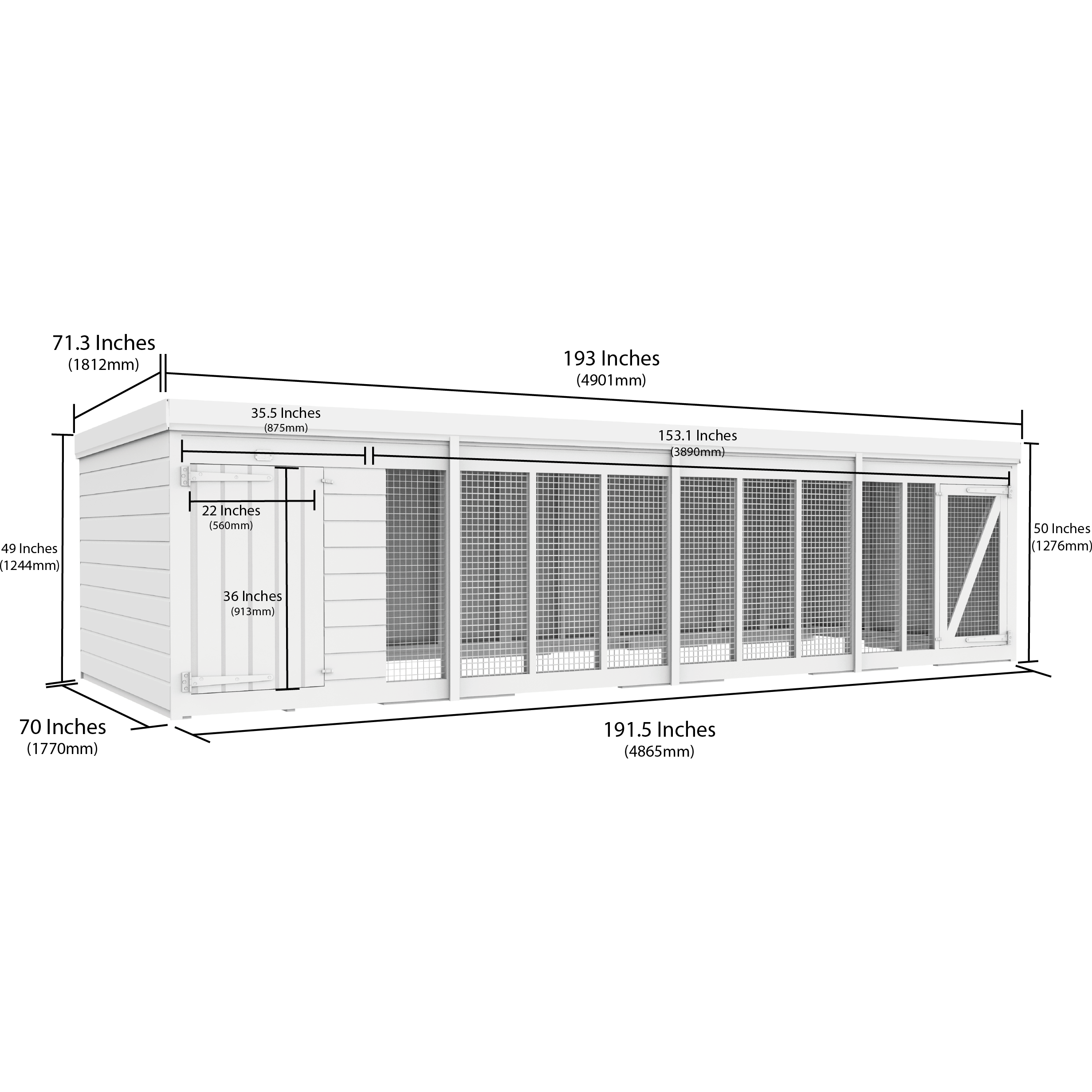 Total Sheds (16x6) Pressure Treated Dog Kennel and Run