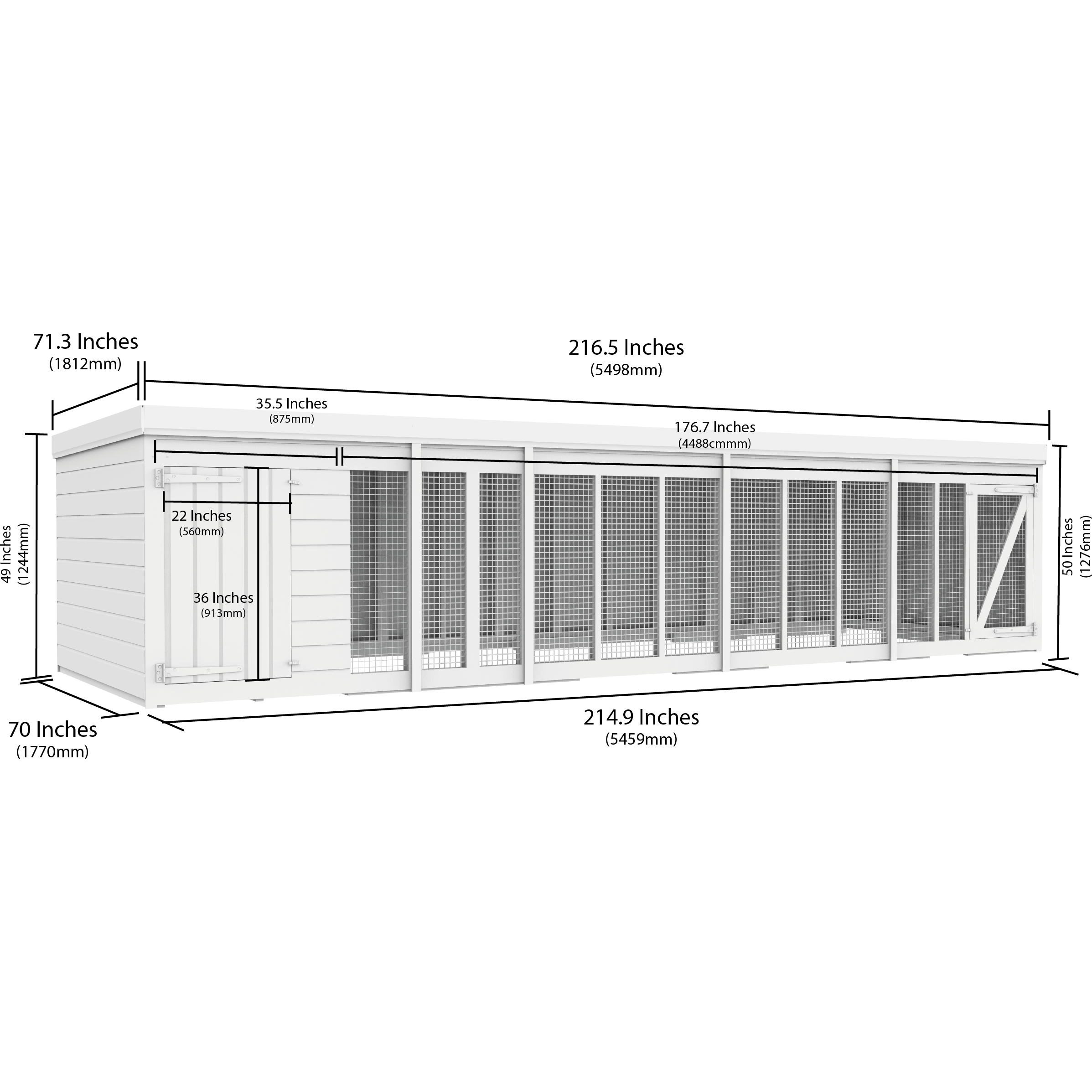 Total Sheds (18x6) Pressure Treated Dog Kennel and Run