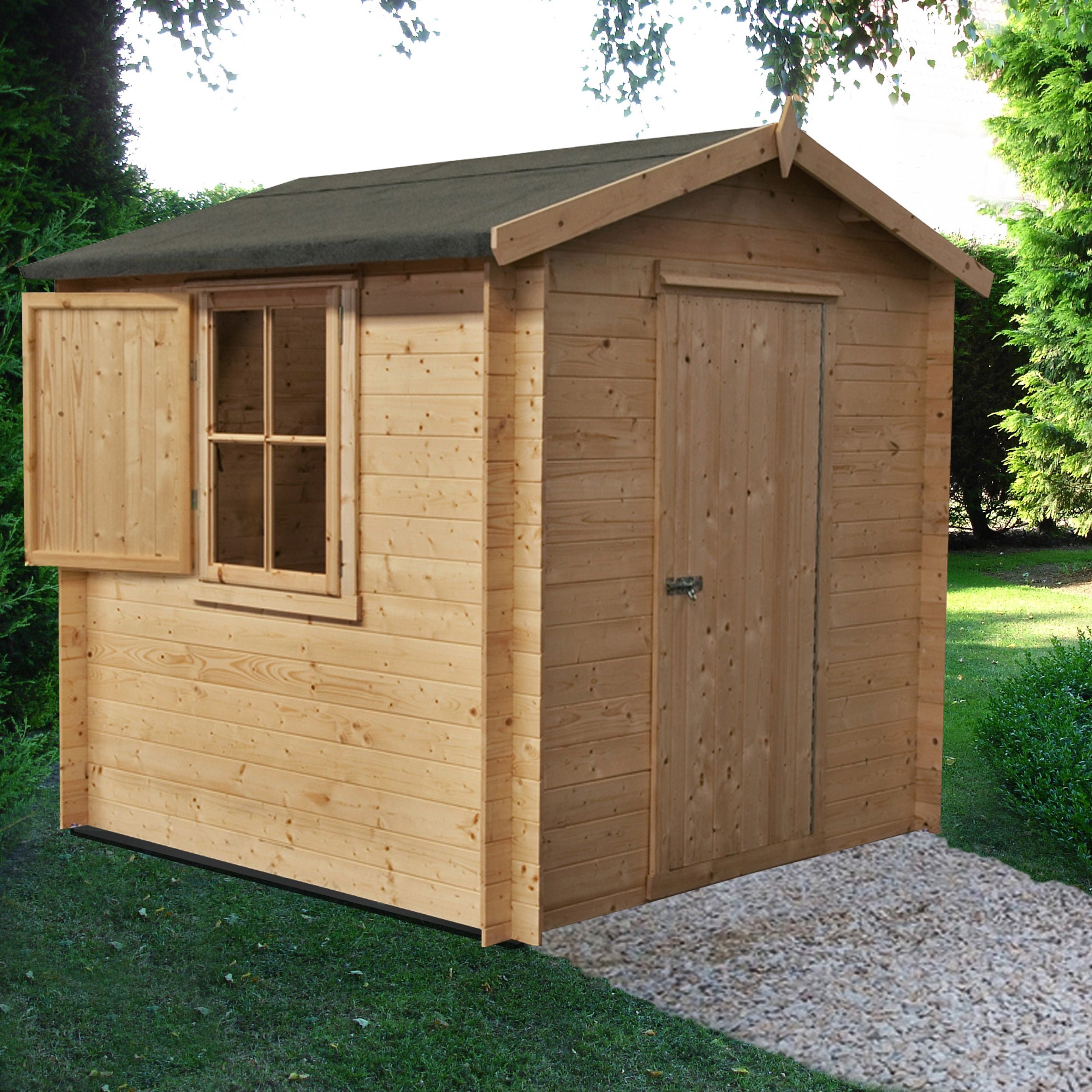 Shire Camelot 19mm Log Cabin (9x9) CAME0909L19-1AA 5060437984446 - Outside Store