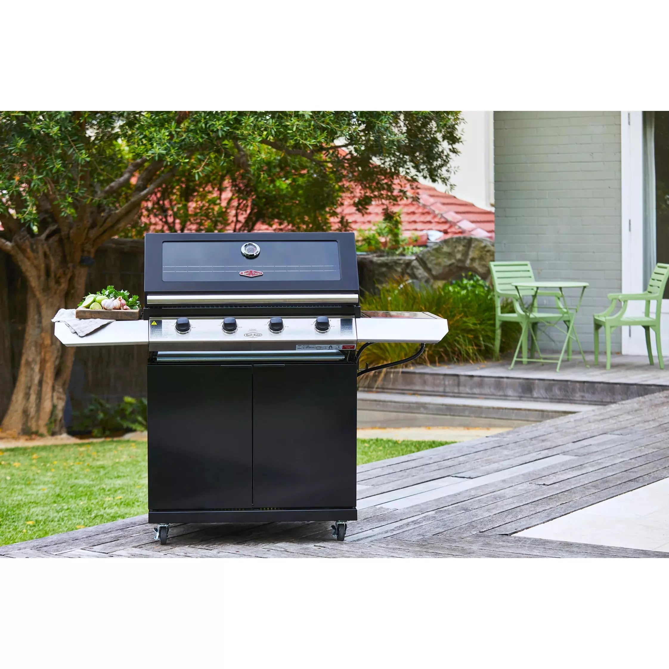 BeefEater 1200E 5 Burner BBQ & Side Burner Trolley (BMG1251BBE 5060569418215)