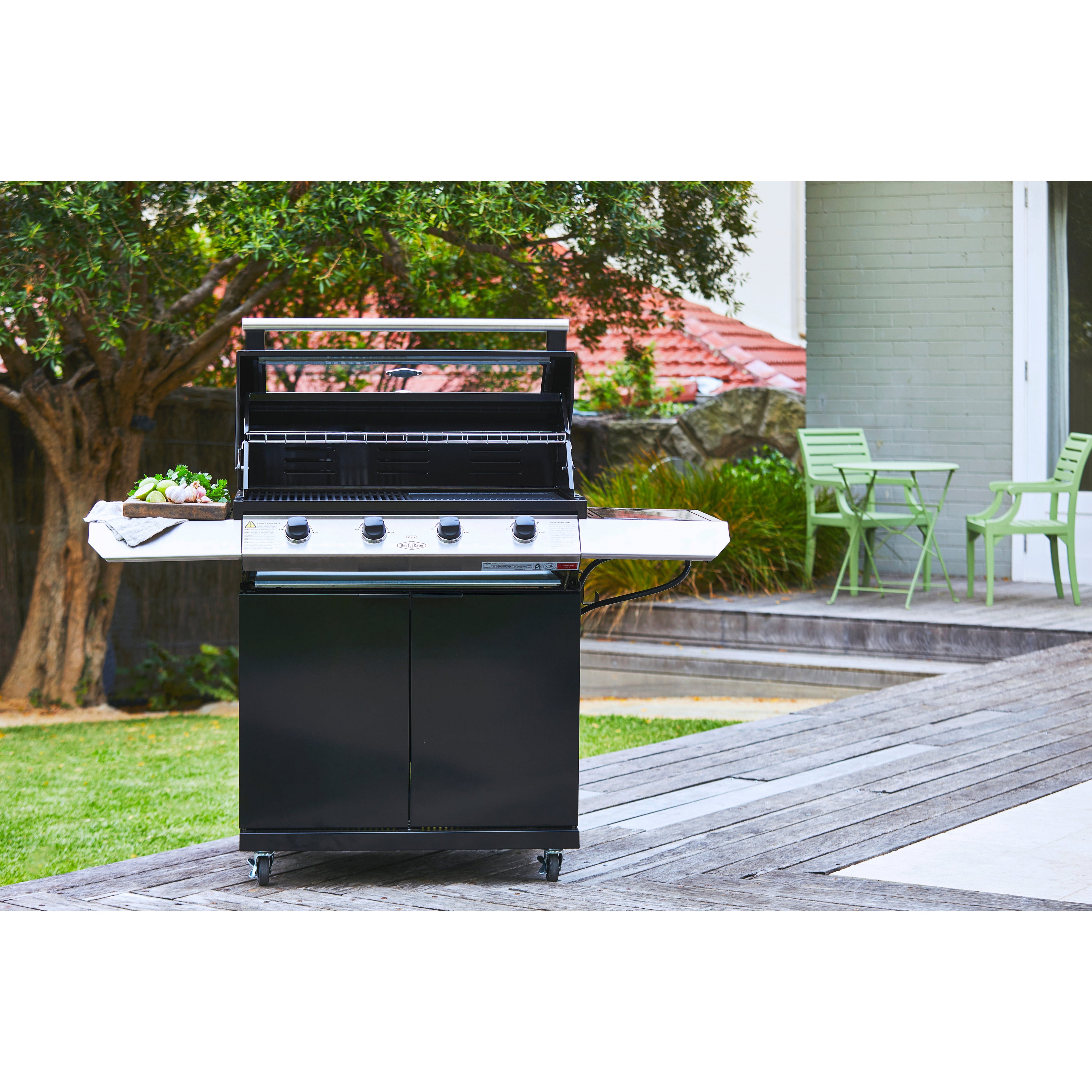 BeefEater 1200S 3 Burner BBQ & Side Burner Trolley (BMG1231SBE 5060569418222)