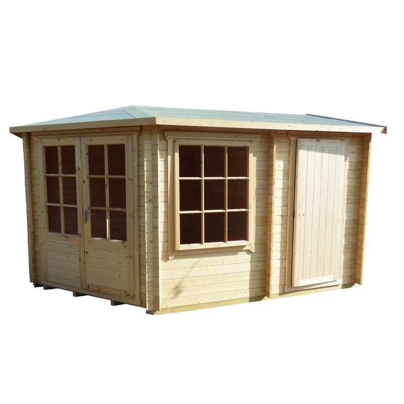 Shire Leygrove 28mm Corner Log Cabin (10x14) LEYG1014L28-1AA - Outside Store