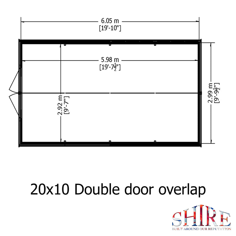 Shire Dip Treated Overlap Shed Double Door Without Windows (10x20) OVEN1020DOL-1AA 5060490134208 - Outside Store