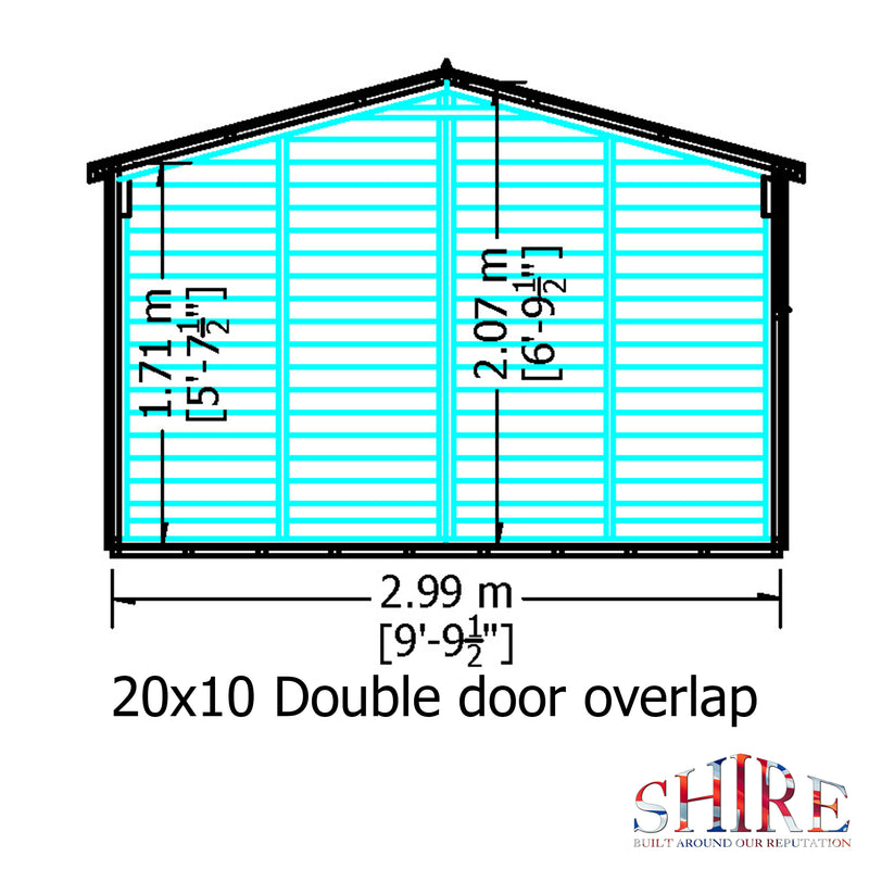 Shire Dip Treated Overlap Shed Double Door With Windows (10x20)  OVED1020DOL-1AA 5060490131337 - Outside Store