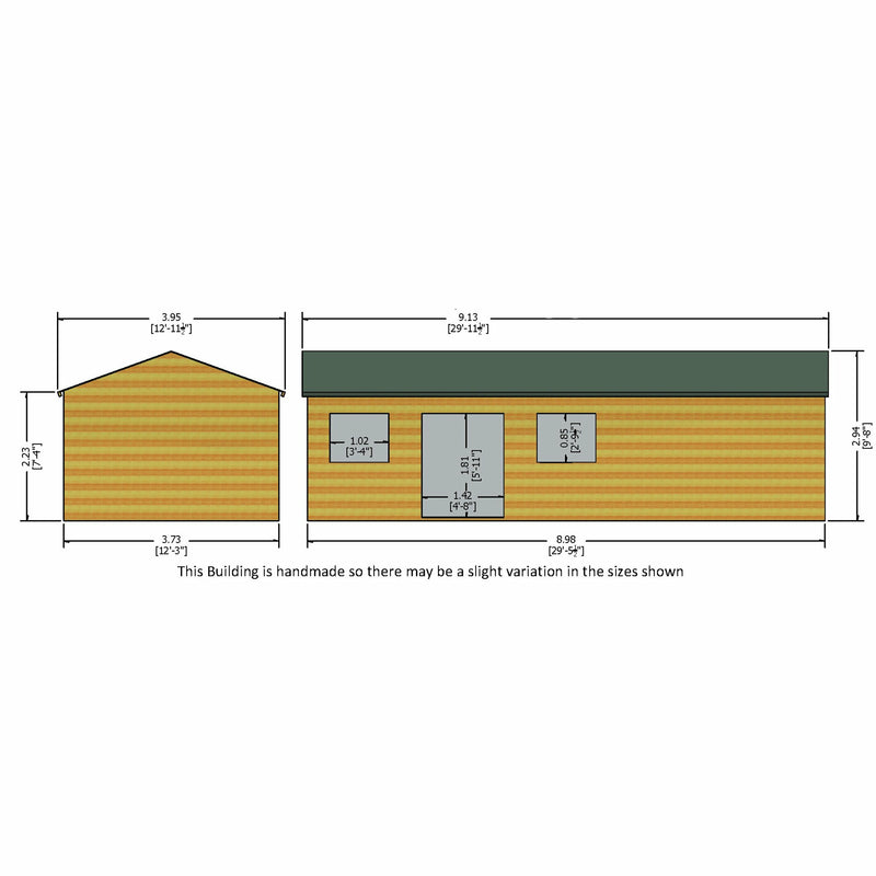 Shire Mammoth Loglap Premium Shed Range Double Door  (12x30) MAMM1230DLL-1AA 5060490133393 - Outside Store