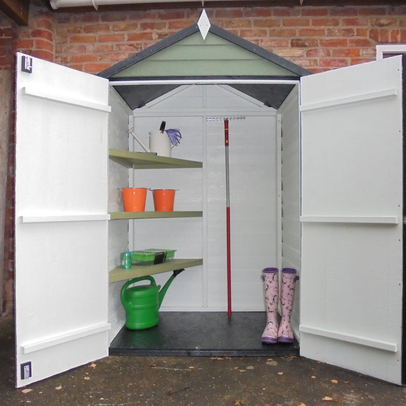 Shire Dip Treated Overlap Shed Double Door (4x3) With Shelves OVEV0403DOL-1AA 5060490130132 - Outside Store