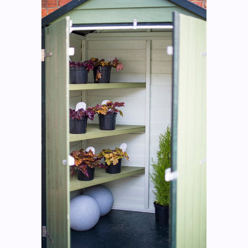 Shire Dip Treated Overlap Shed Double Door (4x3) With Shelves OVEV0403DOL-1AA 5060490130132 - Outside Store