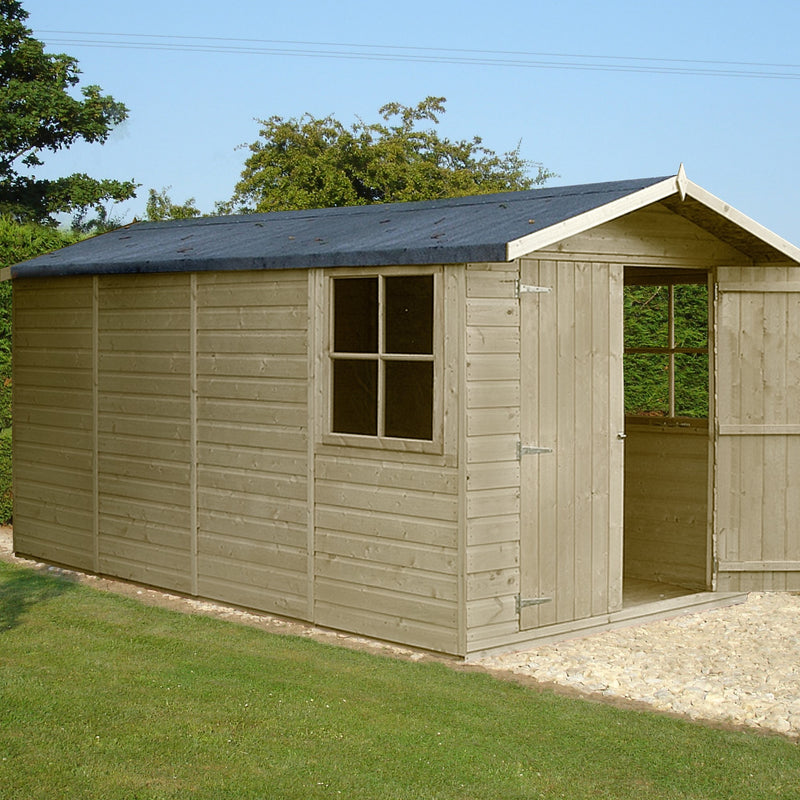 Shire Jersey Pressure Treated Shiplap Range Shed Double Door (7x13) JERS0713PSL-1AA 5060490130224 - Outside Store