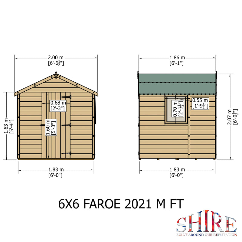 Shire Faroe Shed Single Door (6x6) FARO0606DSL-1AA 5060437981735 - Outside Store