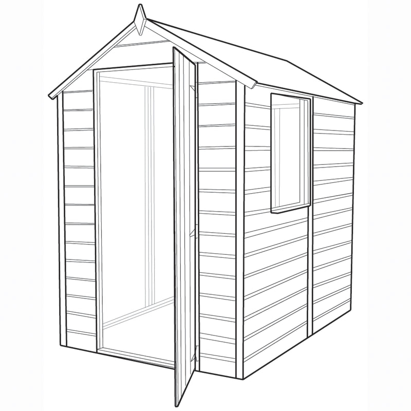 Shire Shetland Pressure Treated Shiplap Apex Range Shed  (6x4) SHET0604PSL-1AA  5060490131160 - Outside Store