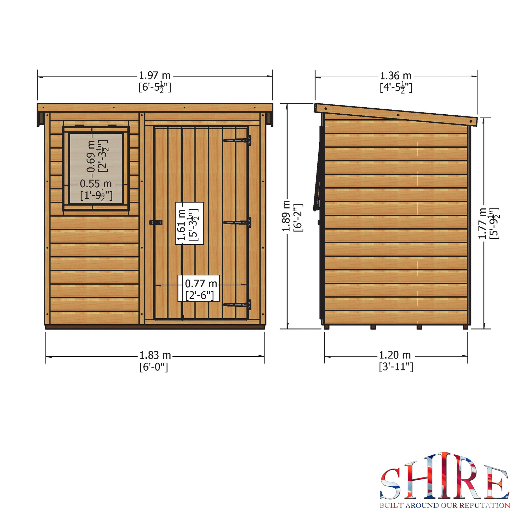 Shire Shiplap Pent Shed Single Door (6x4) PENT0604DSL-1AA 5060437981704 - Outside Store