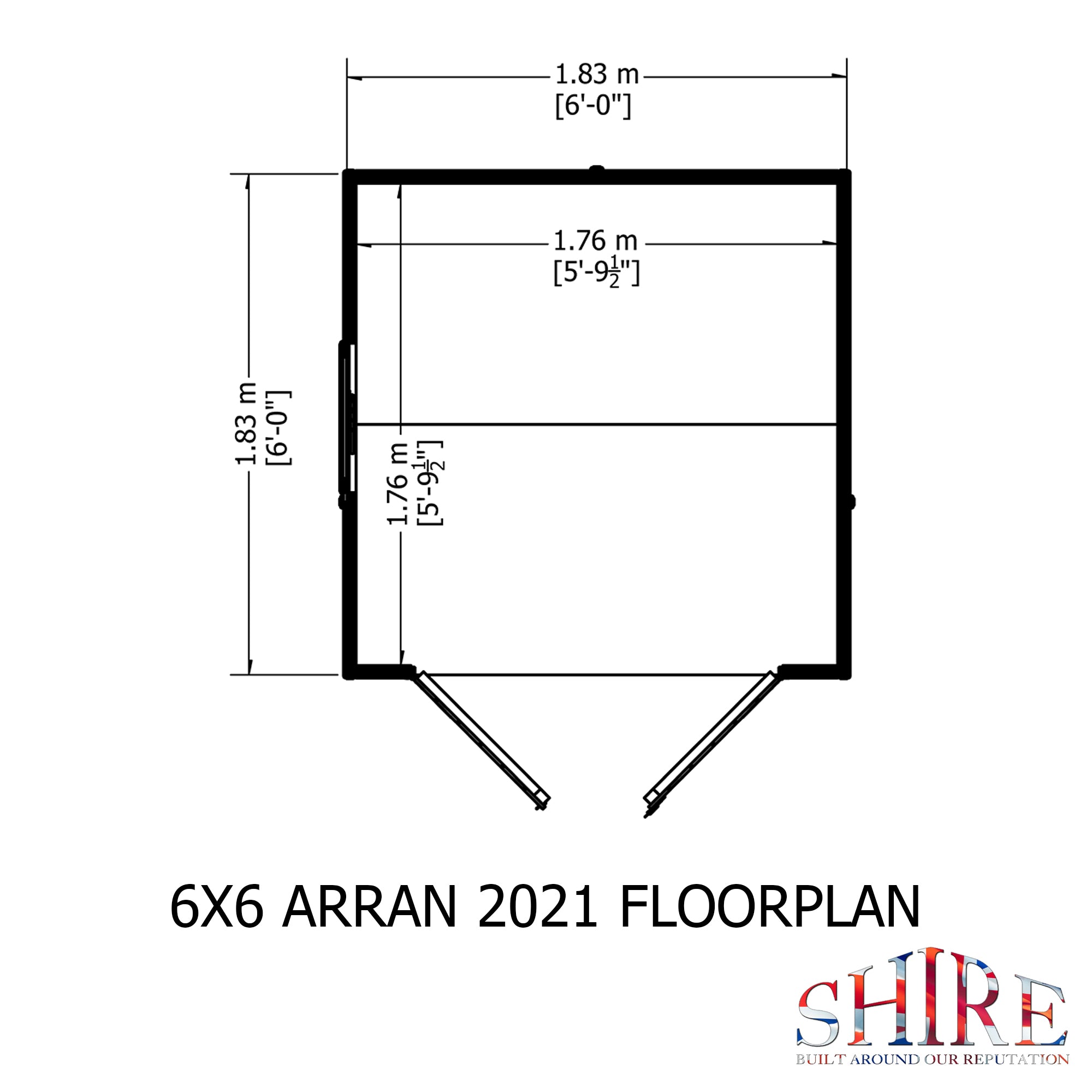 Shire Arran Shed Double Door (6x6) ARRA0606DSL-1AA 5060437981728 - Outside Store