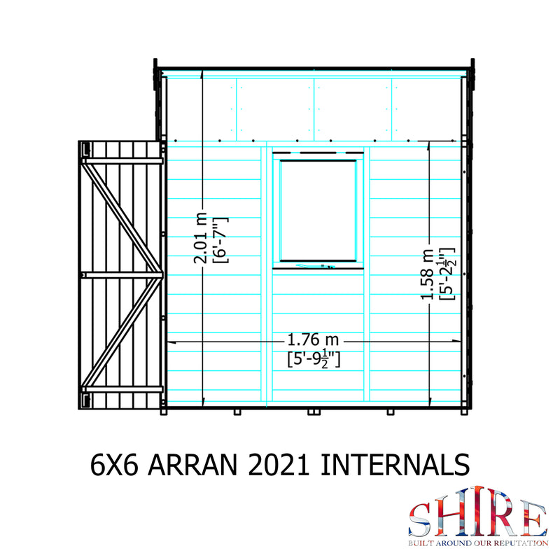 Shire Arran Shed Double Door (6x6) ARRA0606DSL-1AA 5060437981728 - Outside Store