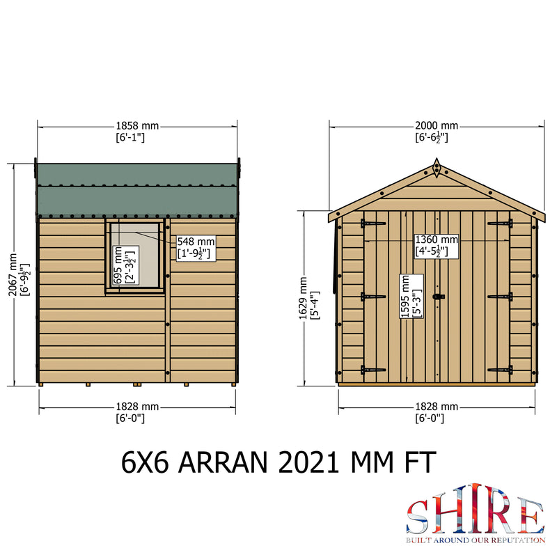 Shire Arran Shed Double Door (6x6) ARRA0606DSL-1AA 5060437981728 - Outside Store