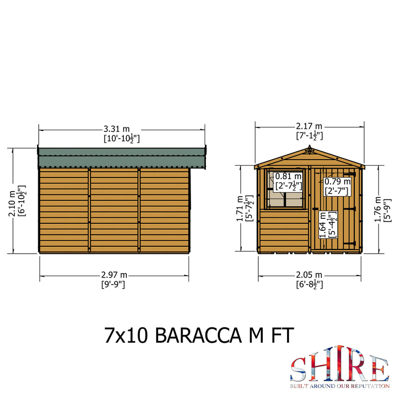 Shire Barraca Shed (7x10) BARA0710DSL-1AA 5060490133409 - Outside Store