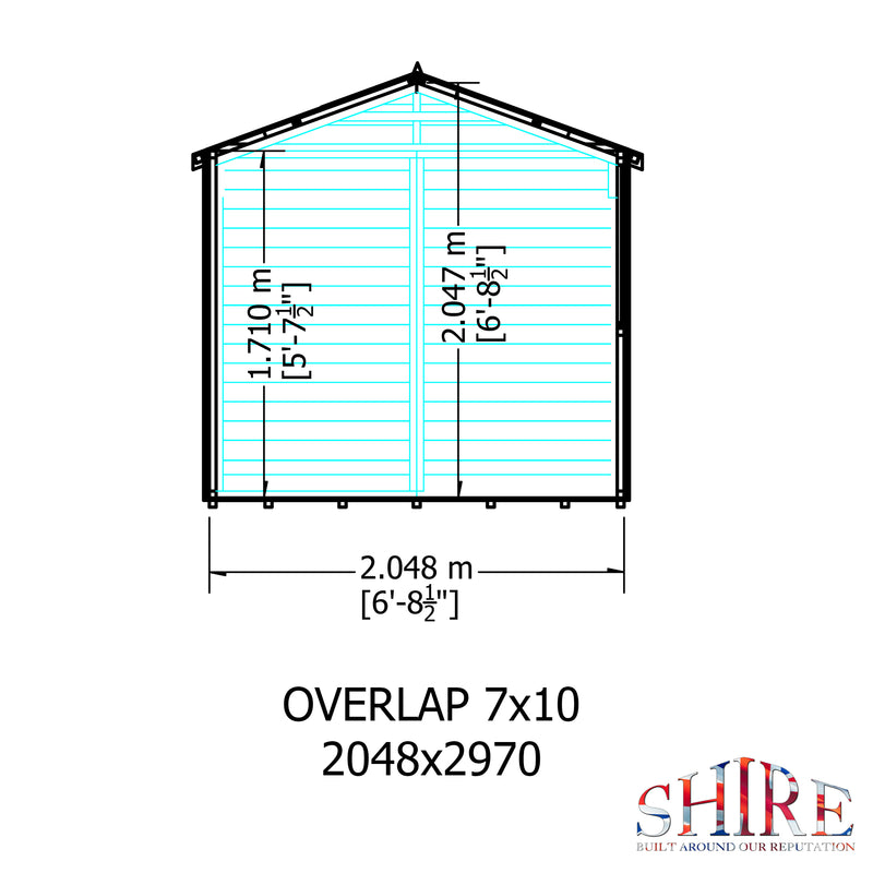 Shire Dip Treated Overlap Shed Double Door (10x7) OVED1007DOL-1AA 5060437981650 - Outside Store